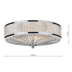 DAR Oslo 3 Light Flush Ceiling Light Chrome White Glass