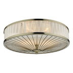 Decorative ceiling light with brass spokes and soft glow