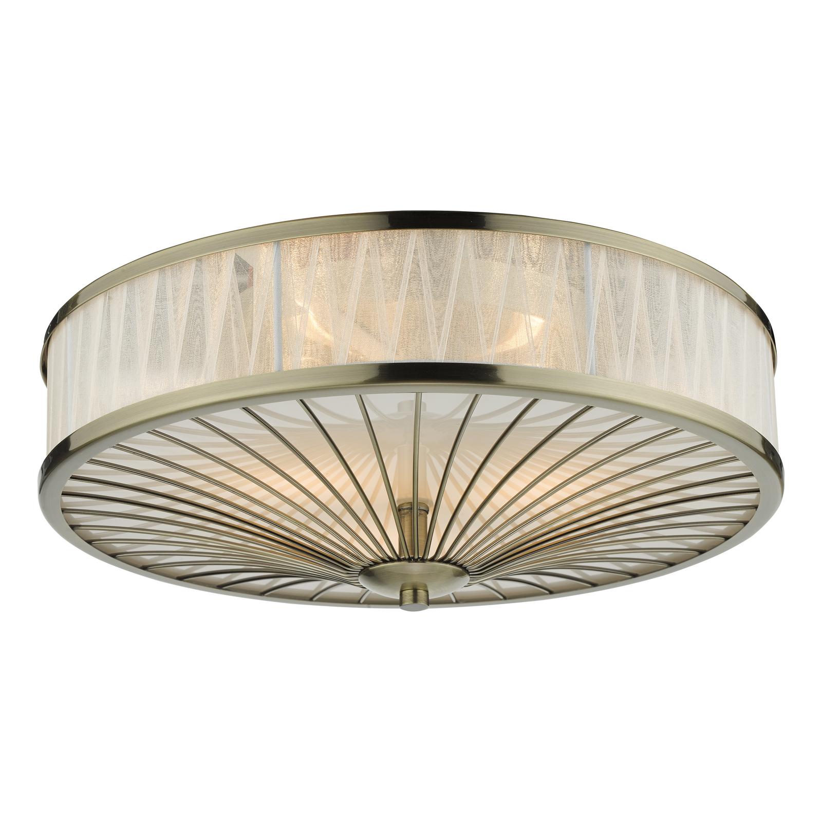 Decorative ceiling light with brass spokes and soft glow
