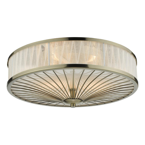 Decorative ceiling light with brass spokes and soft glow