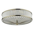 DAR Oslo 3 Light Flush Ceiling Light Antique Brass White Glass
