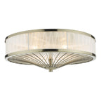 DAR Oslo 3 Light Flush Ceiling Light Antique Brass White Glass