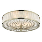 DAR Oslo 3 Light Flush Ceiling Light Antique Brass White Glass