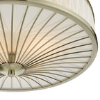 DAR Oslo 3 Light Flush Ceiling Light Antique Brass White Glass