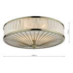 DAR Oslo 3 Light Flush Ceiling Light Antique Brass White Glass