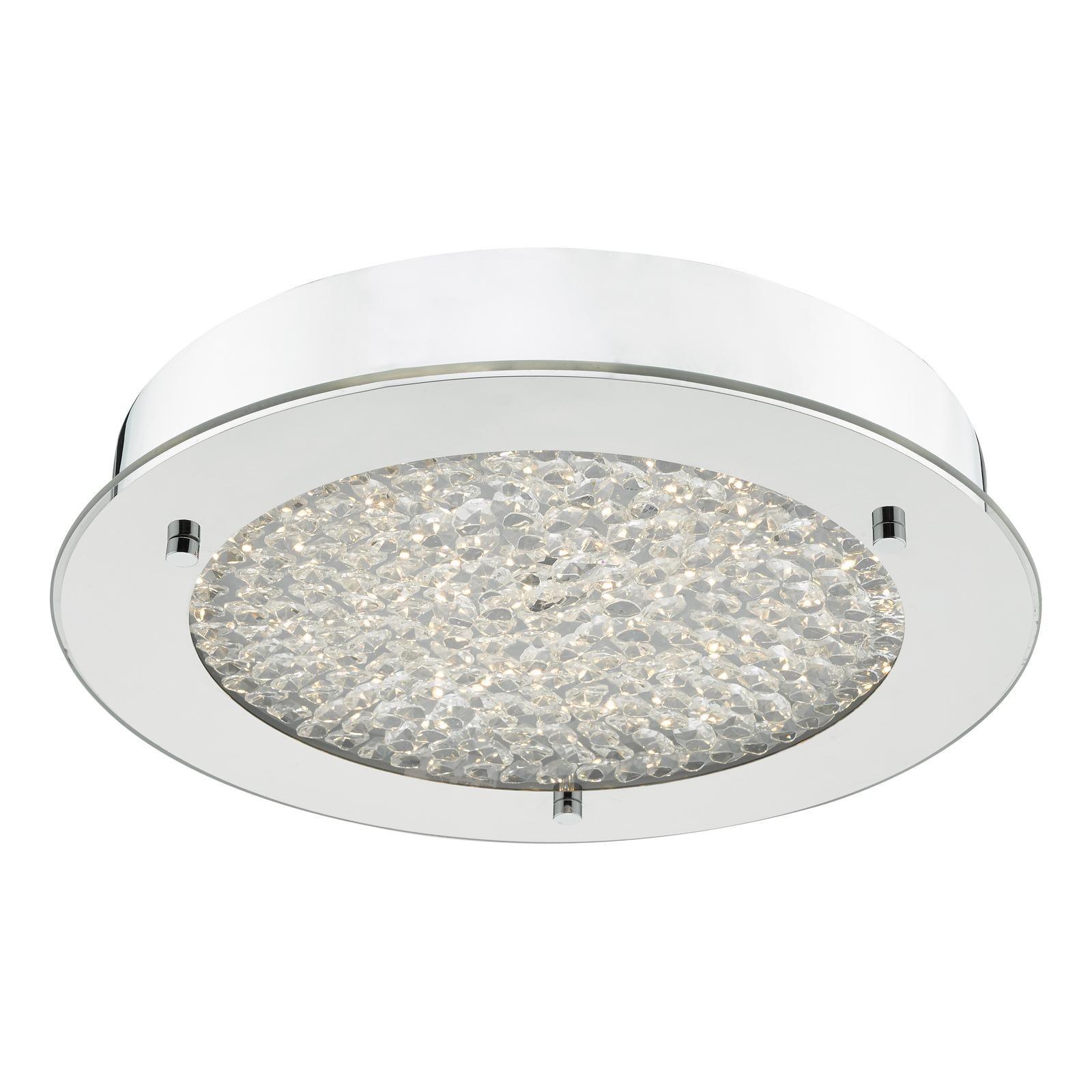 Peta Small Bathroom Flush Polished Chrome Crystal Light LED IP44