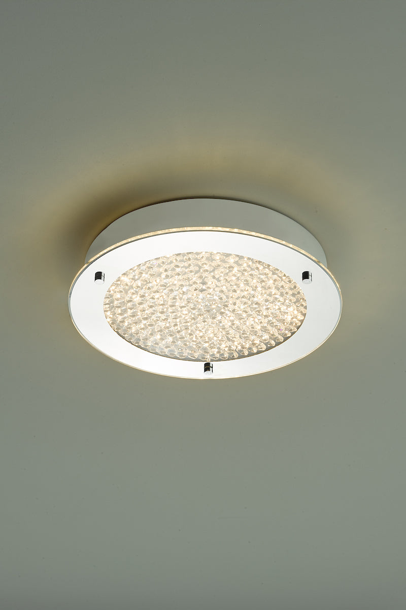Peta Small Bathroom Flush Polished Chrome Crystal Light LED IP44