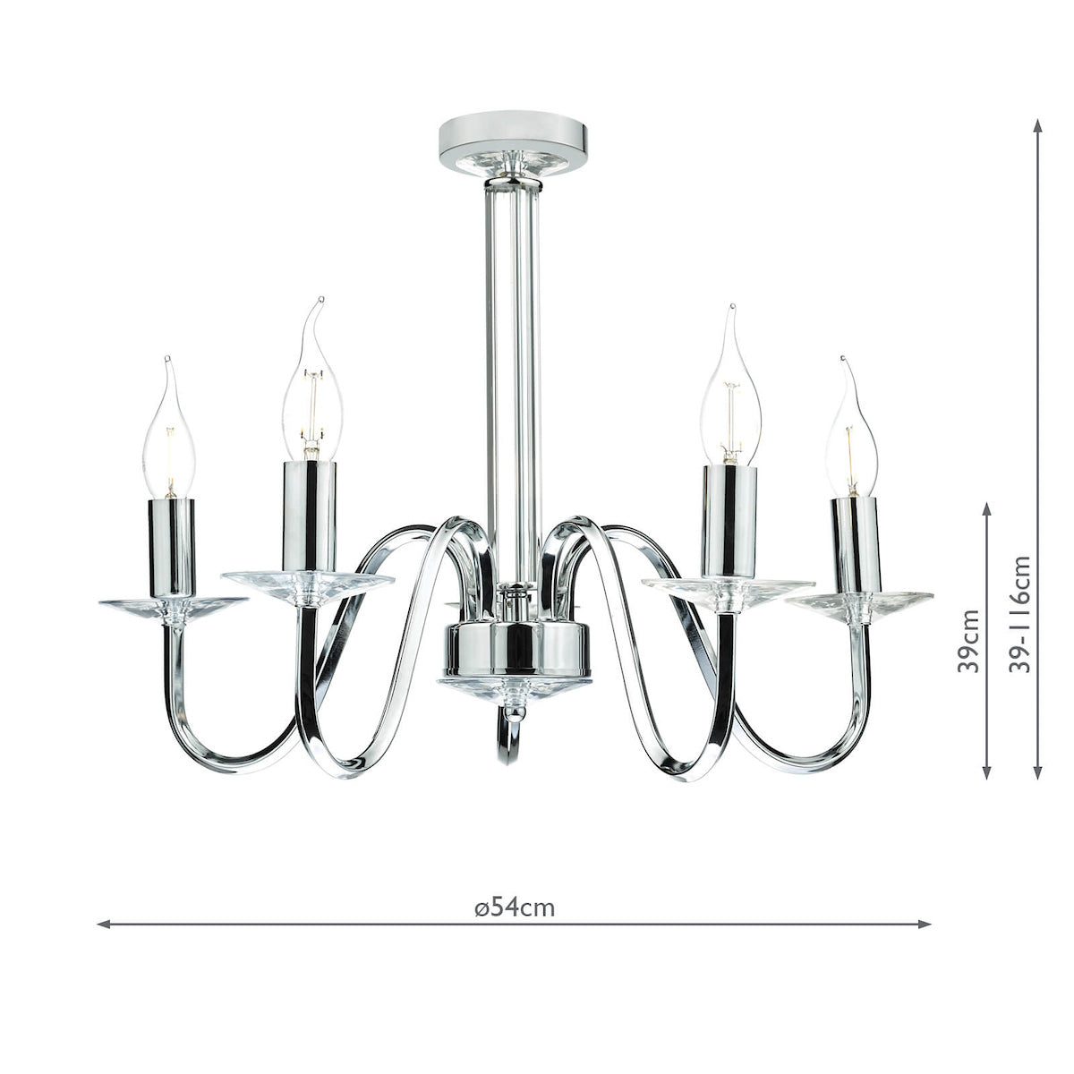 Pique 5 Light Polished Chrome Clear Crystal Detail