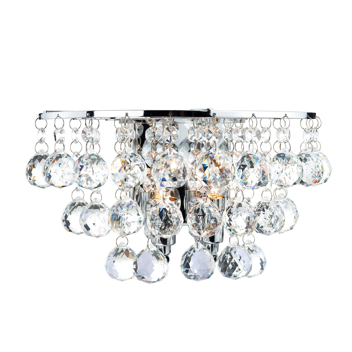 Pluto 2 Light Wall Light Polished Chrome Crystal
