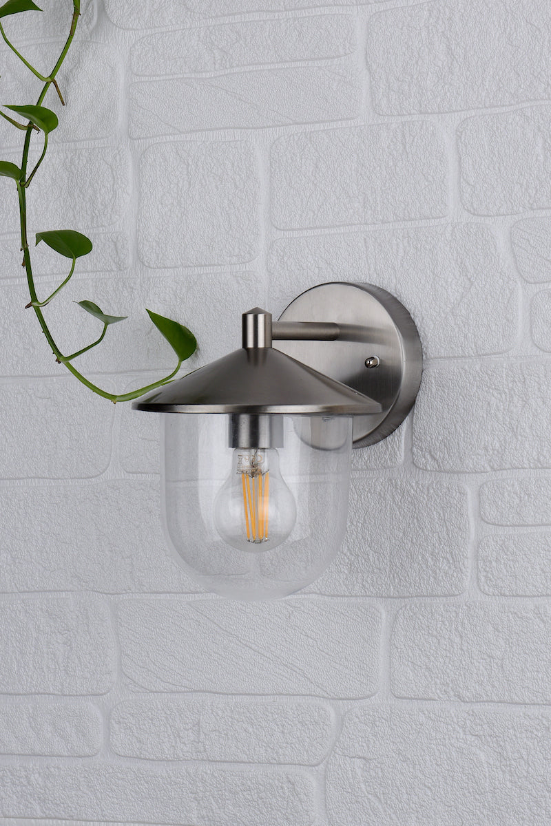 Poole Outdoor Wall Light Stainless Steel Glass IP44