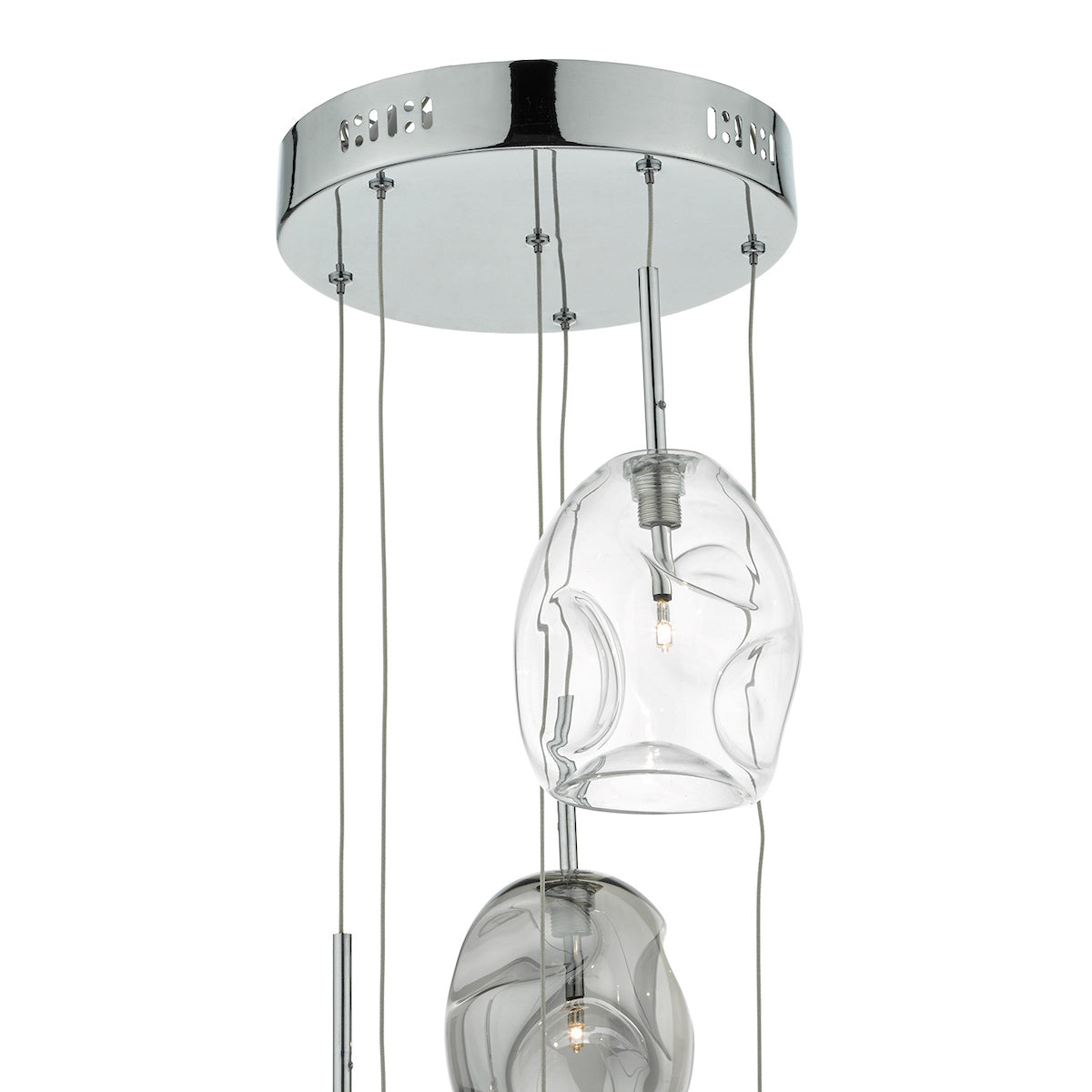 Quinn 6 Light Cluster Pendant Smoked & Clear Glass