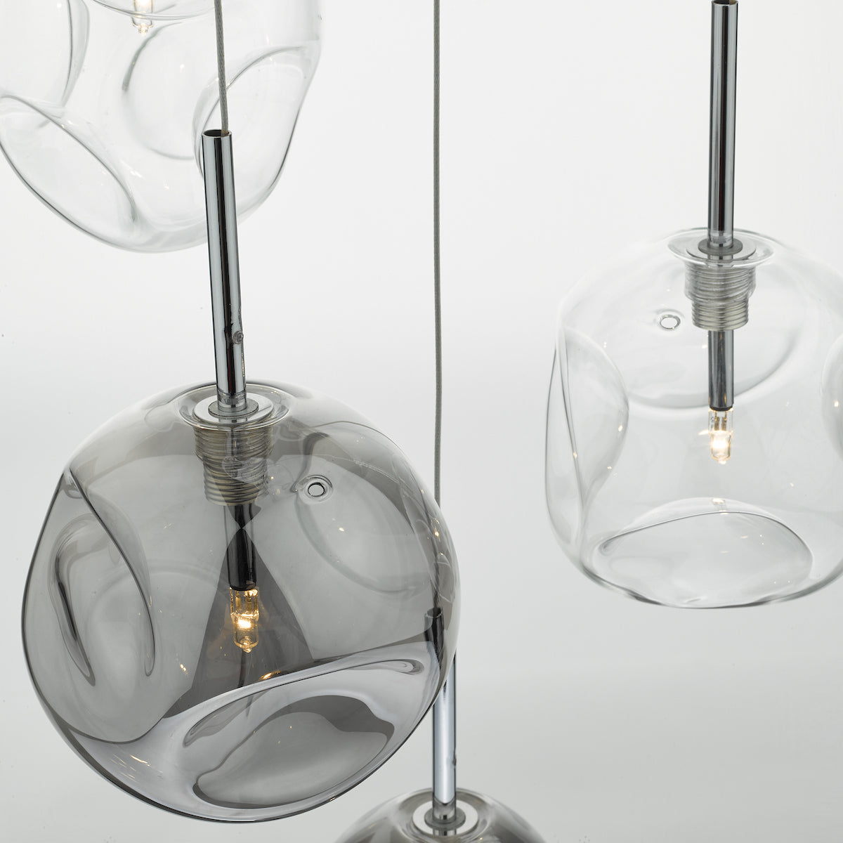 Quinn 6 Light Cluster Pendant Smoked & Clear Glass