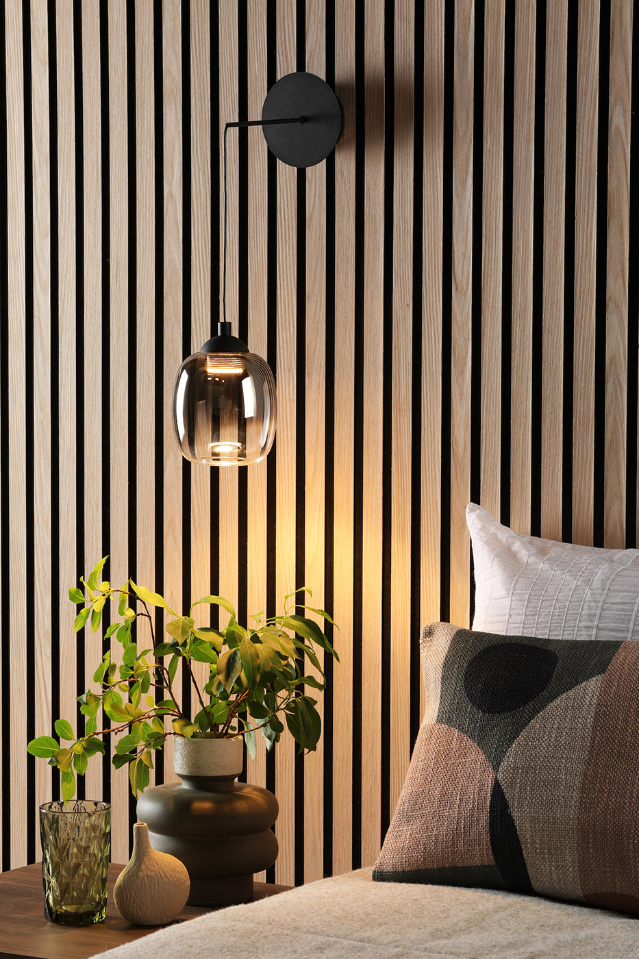 Ramona Pendant/Wall Light Matt Black Ombre Glass LED
