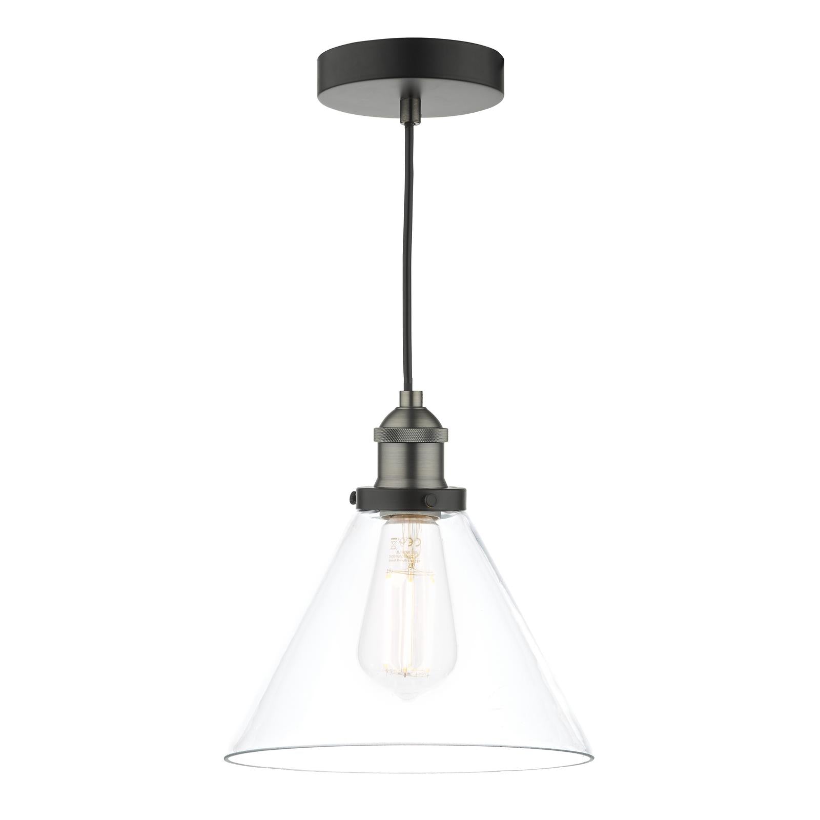 Ray 1 Light Single Pendant Antique Nickel Clear Glass