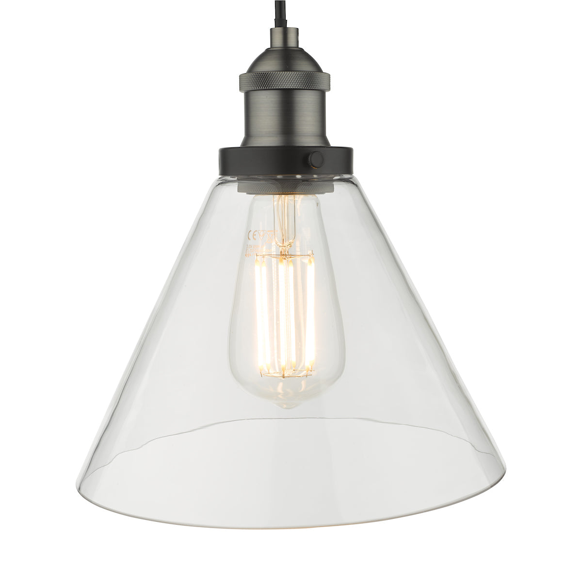 Ray 1 Light Single Pendant Antique Nickel Clear Glass