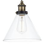 Ray 1 Light Pendant Antique Brass Clear