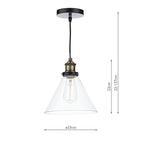 Ray 1 Light Pendant Antique Brass Clear