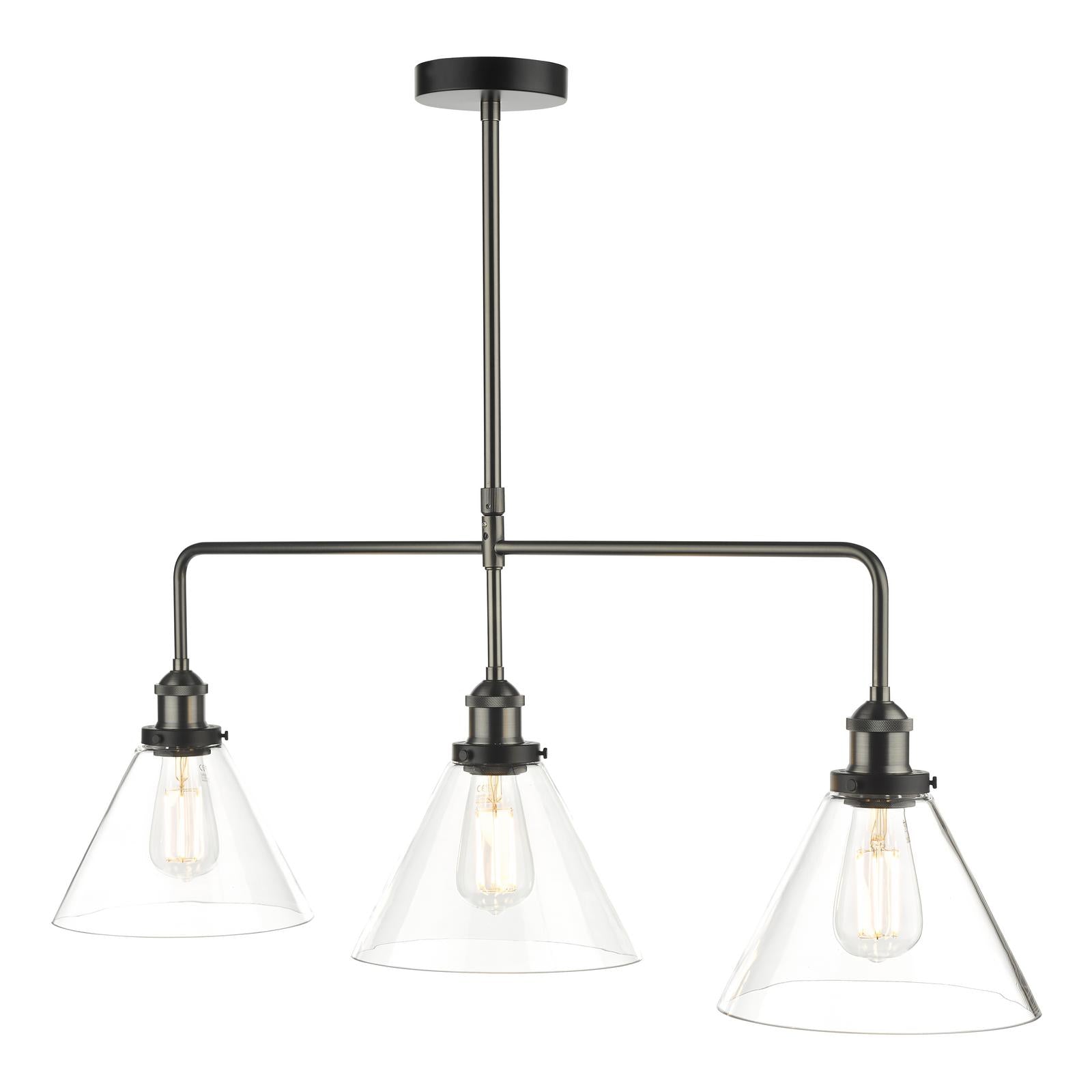 Ray 3 Light Bar Pendant Antique Nickel Clear Glass