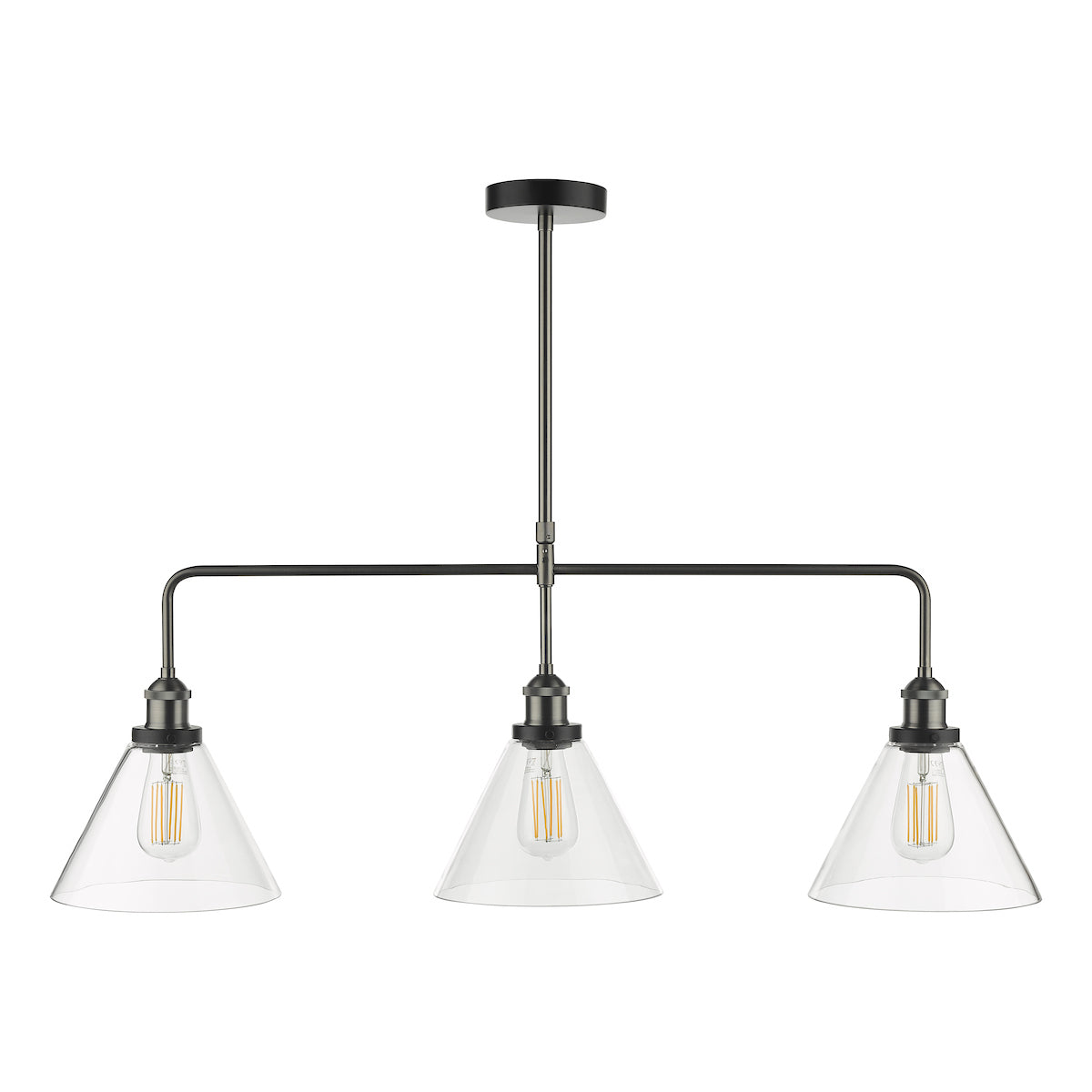 Ray 3 Light Bar Pendant Antique Nickel Clear Glass