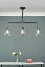 Ray 3 Light Bar Pendant Antique Nickel Clear Glass