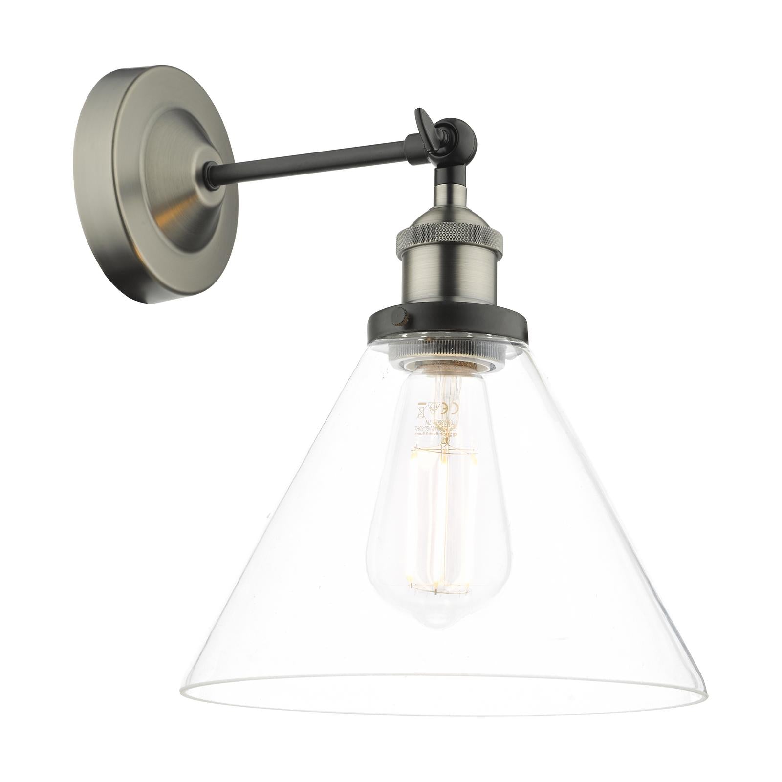 Ray Single Wall Light Antique Nickel Clear Glass