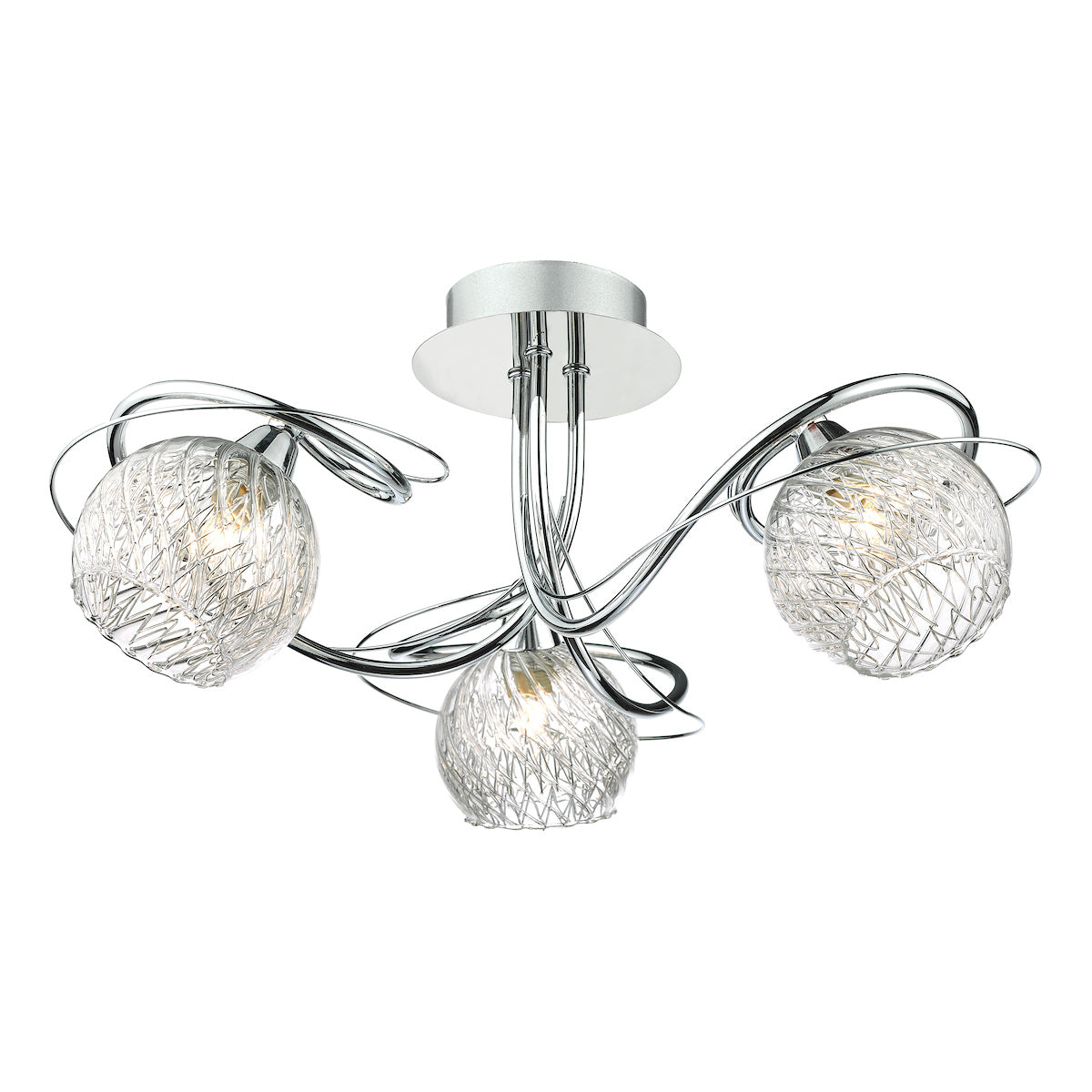 Rehan 3 Light Semi Flush Decorative Glass Polished Chrome Frame