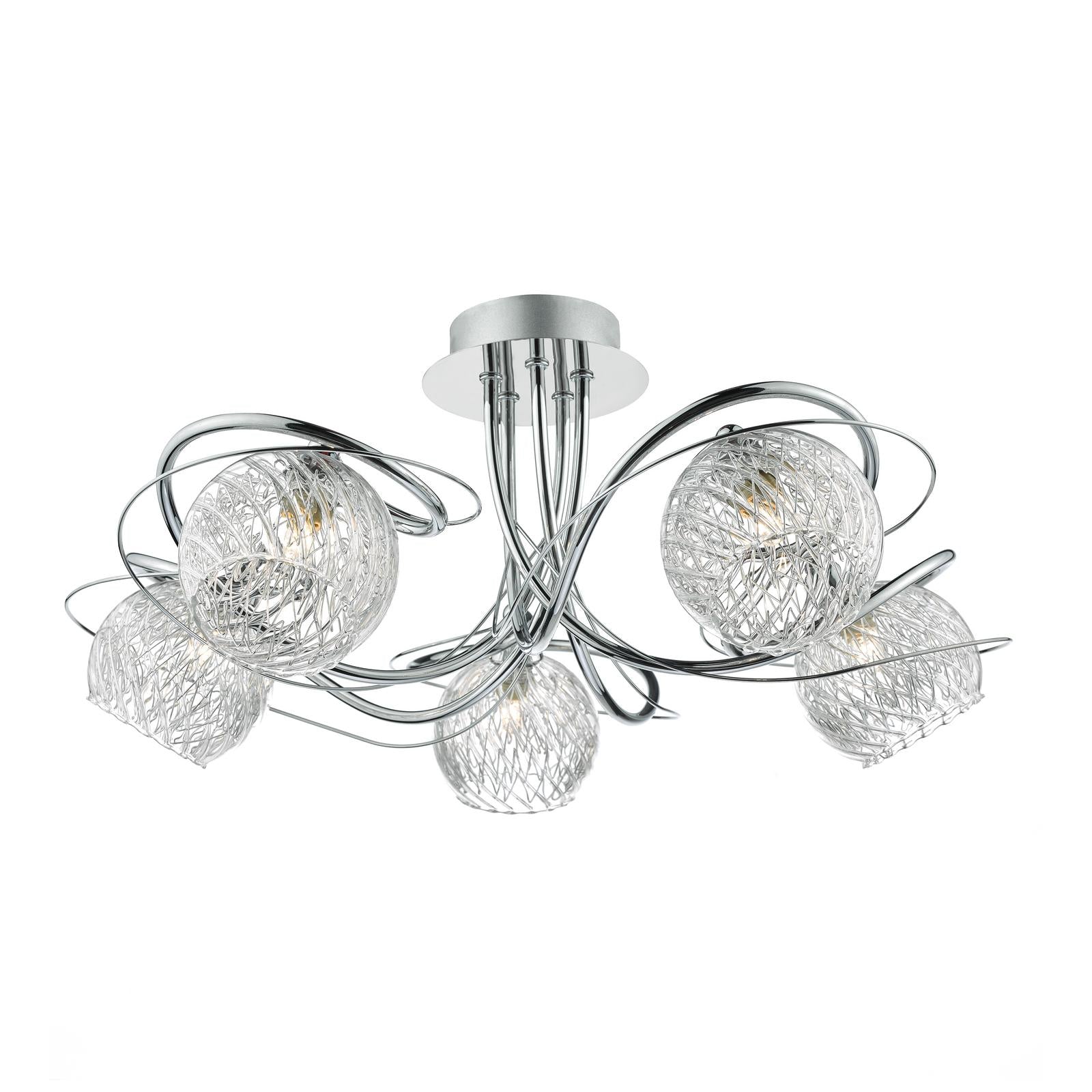 Rehan 5 Light Semi Flush Decorative Glass Polished Chrome Frame