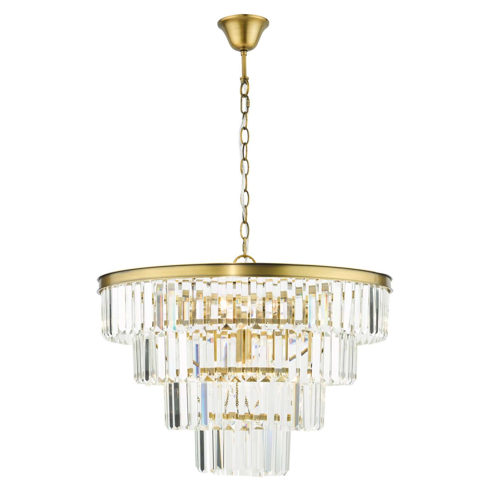 Rhapsody 6 Light Chandelier Crystal and Natural Brass