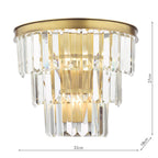 Rhapsody 3 Light Wall Light Crystal and Bronze