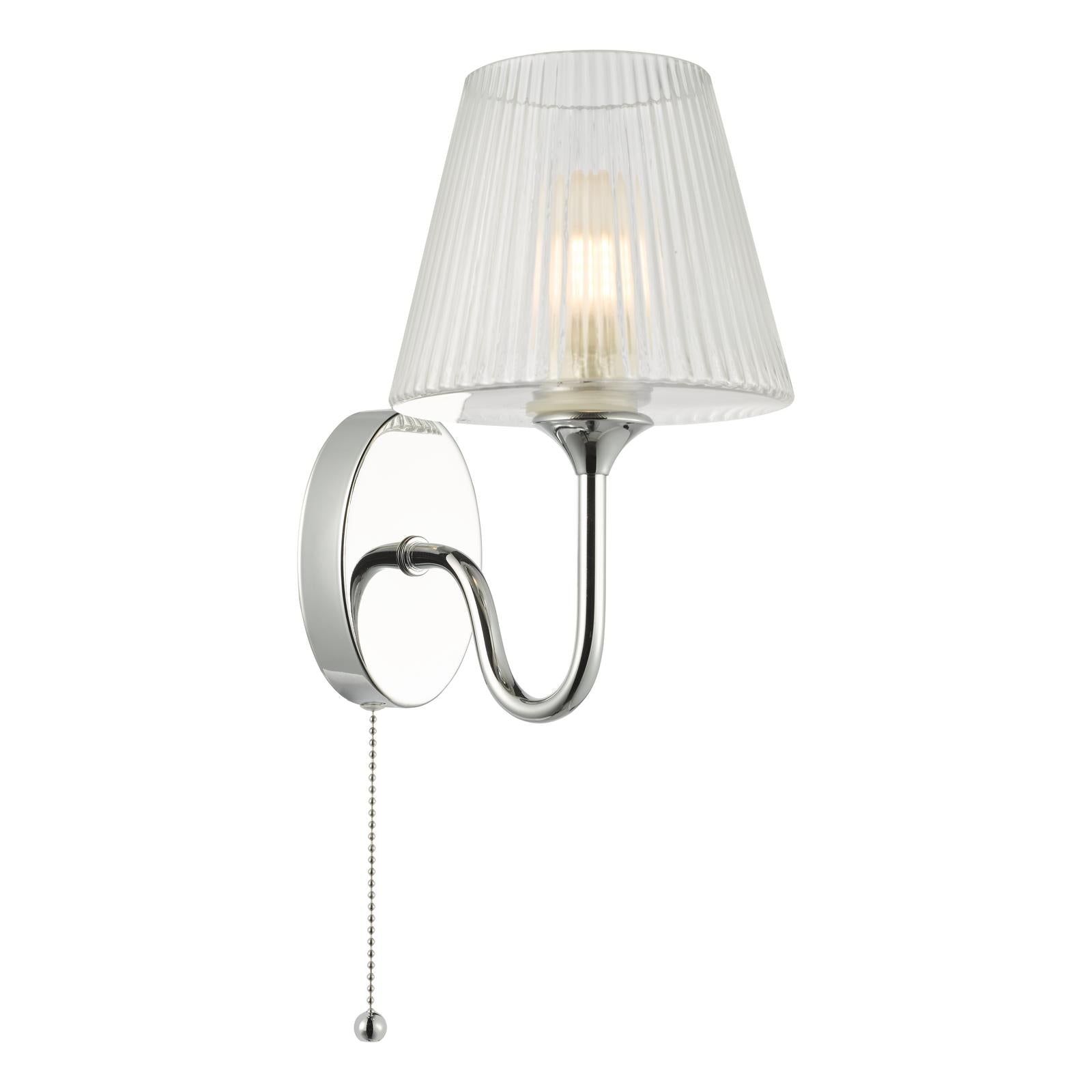 Rimaz Bathroom Wall Light Polished Chrome and Ribbed Glass IP44