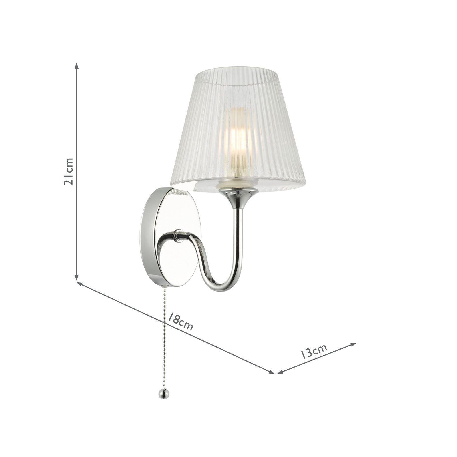Rimaz Bathroom Wall Light Polished Chrome and Ribbed Glass IP44