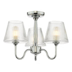 Rimaz 3 Light Bathroom Semi Flush Polished Chrome and Ribbed Glass IP44