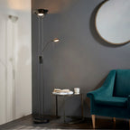 Rome 2-Light Black Chrome Floor Lamp (Uplighter & Reading Lamp)
