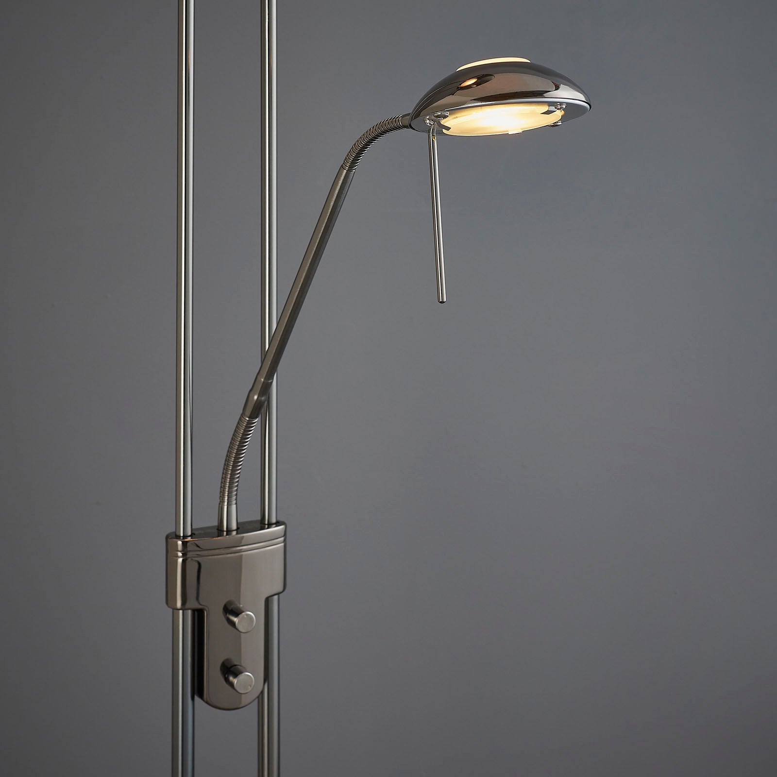 Rome 2-Light Black Chrome Floor Lamp (Uplighter & Reading Lamp)