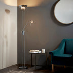 Rome 2-Light Chrome Floor Lamp (Uplighter & Reading Lamp)