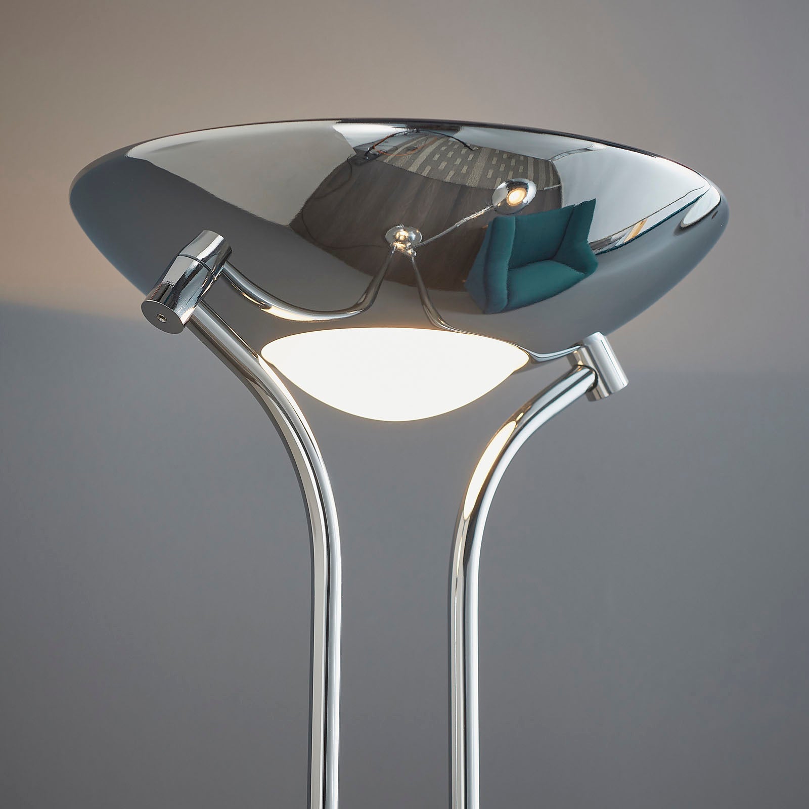 Rome 2-Light Chrome Floor Lamp (Uplighter & Reading Lamp)