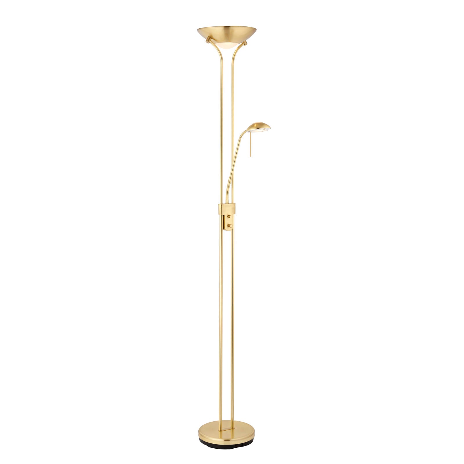 Rome 2-Light Satin Brass Floor Lamp (Uplighter & Reading Lamp)