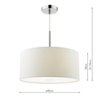 Ronda 3lt Pendant White Faux Silk Shade 40cm