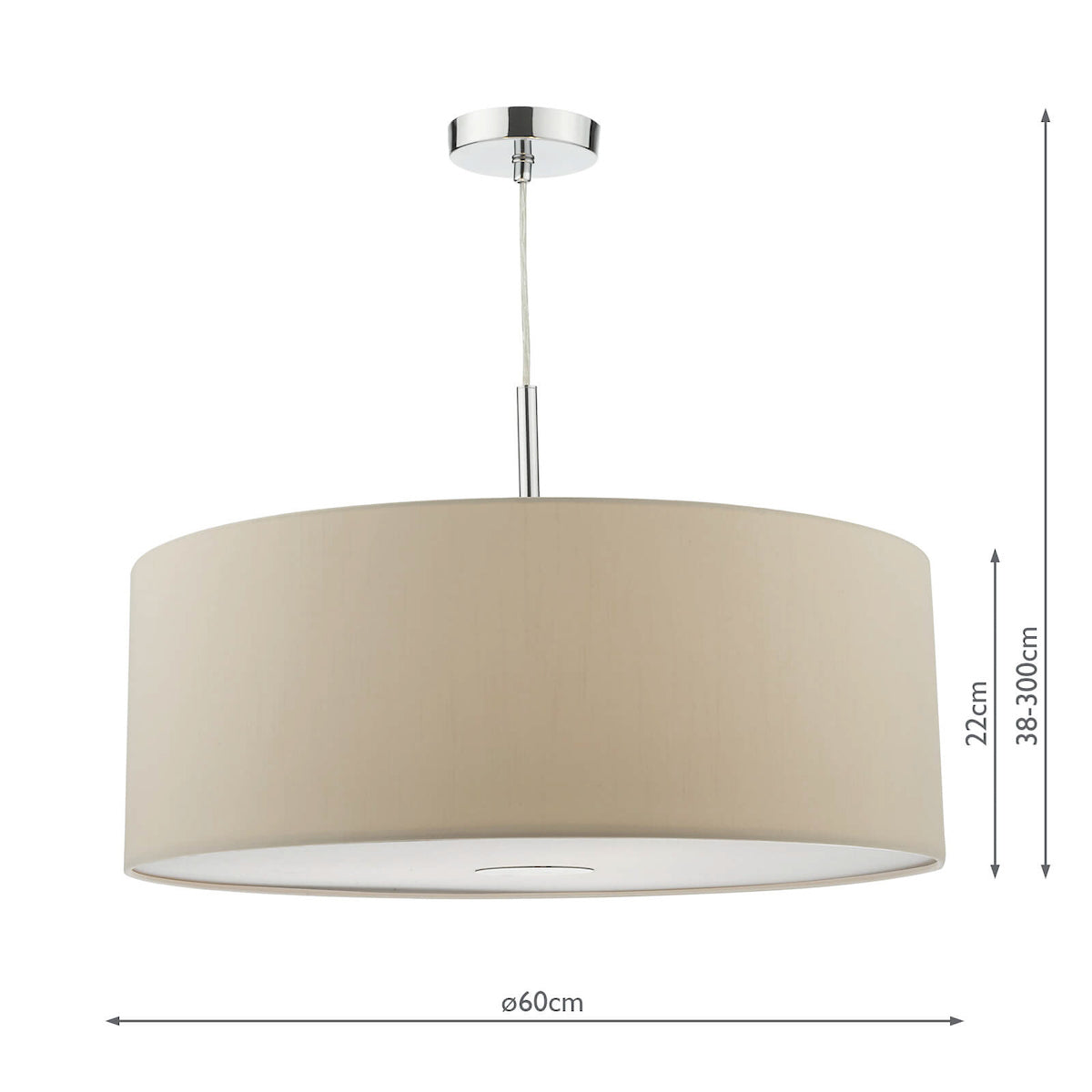 Ronda 3lt Pendant Ecru Faux Silk Shade 60cm