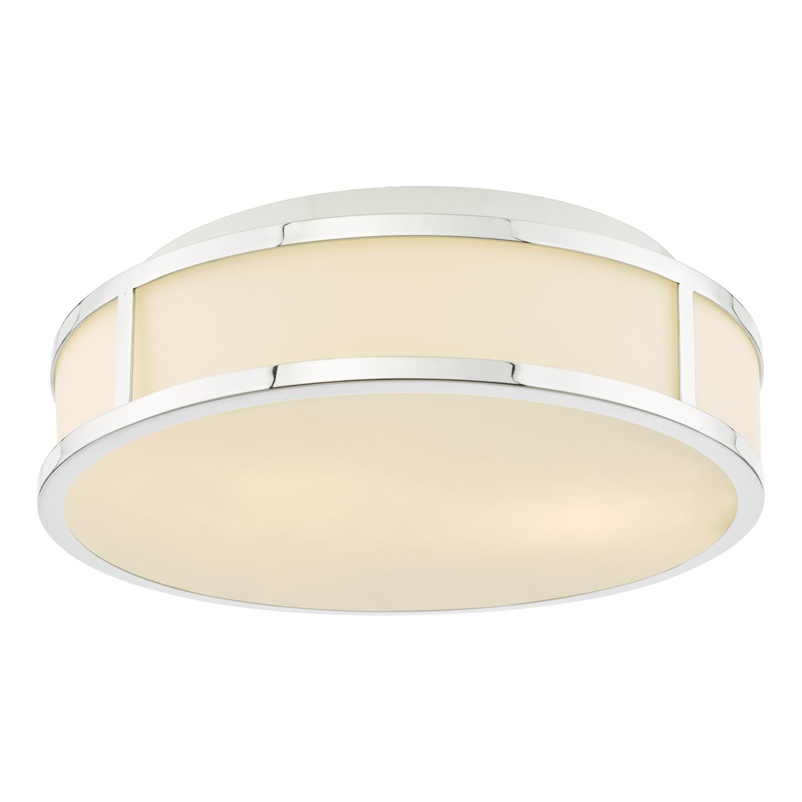 Royce 2 Light Bathroom Flush Polished Chrome and Opal Glass IP44