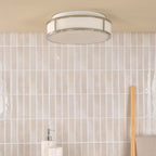 Royce 2 Light Bathroom Flush Polished Chrome and Opal Glass IP44