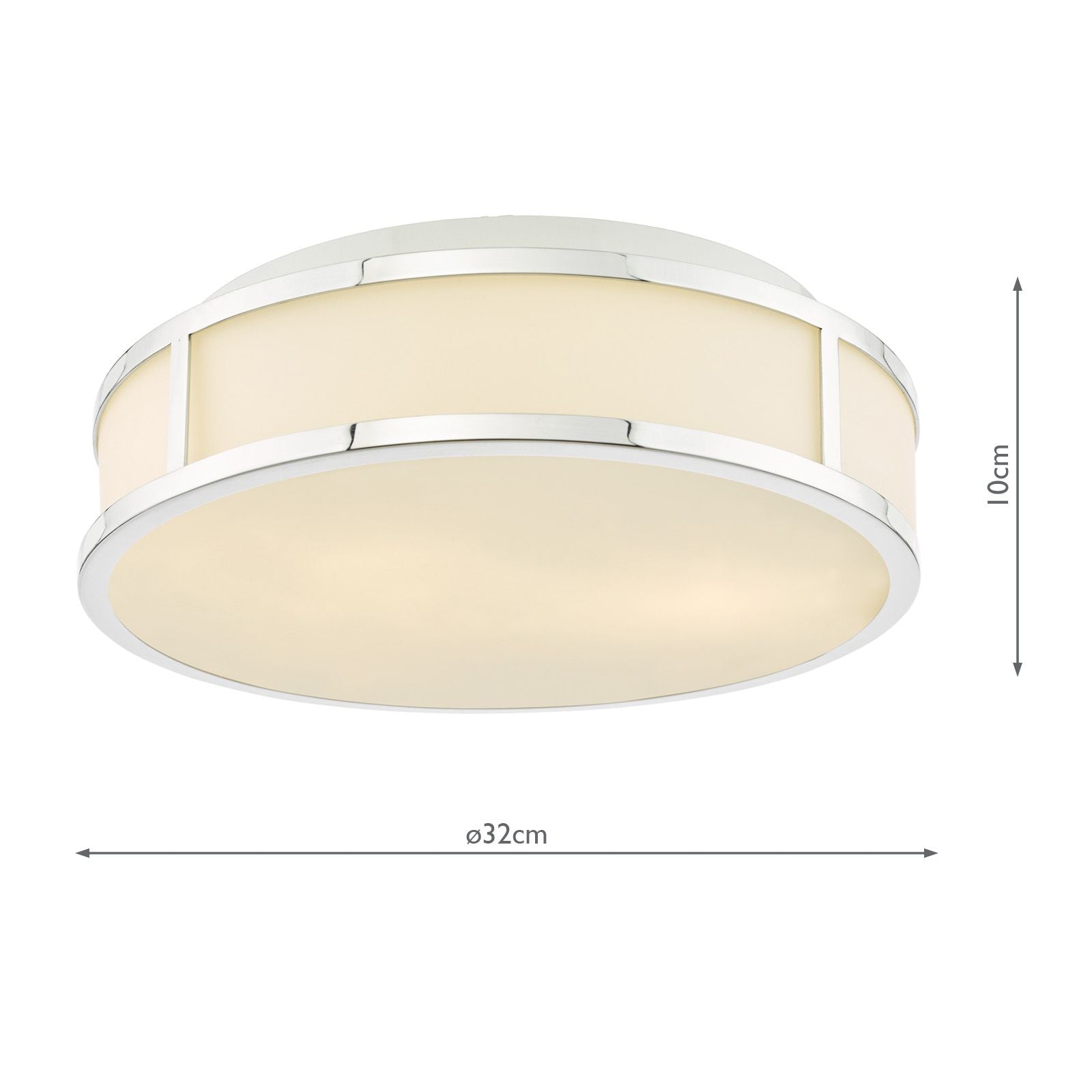 Royce 2 Light Bathroom Flush Polished Chrome and Opal Glass IP44