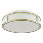 Royce 2 Light Bathroom Flush Matt Antique Brass and Opal Glass IP44