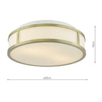 Royce 2 Light Bathroom Flush Matt Antique Brass and Opal Glass IP44