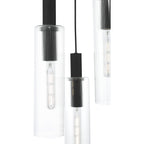 Ruben 3 Light Cluster Pendant Satin Black and Ribbed Glass