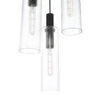 Ruben 3 Light Cluster Pendant Satin Black and Ribbed Glass