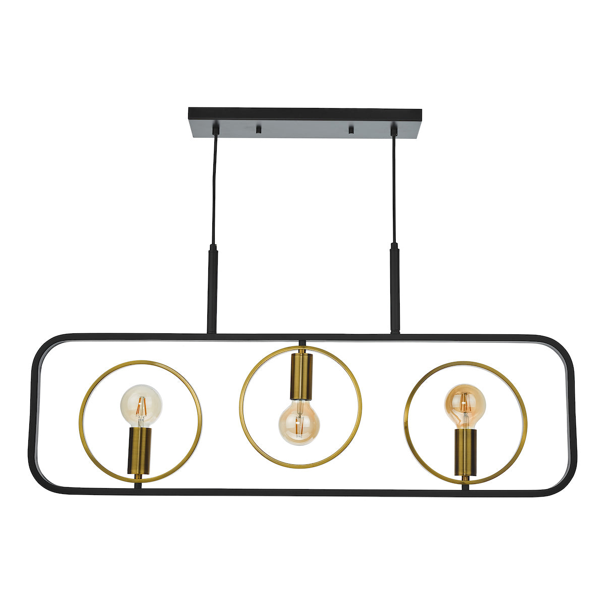 Ryota 3 Light Bar Pendant Satin Black Antique Gold