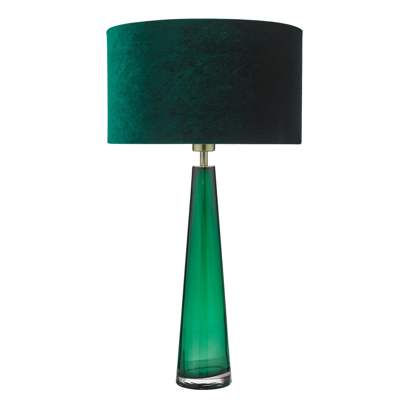 Samara Table Lamp Green Glass and Polished Chrome With Shade