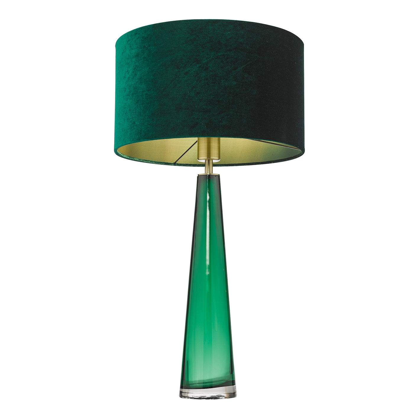 Samara Table Lamp Green Glass and Polished Chrome With Shade