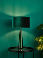 Samara Table Lamp Green Glass and Polished Chrome With Shade